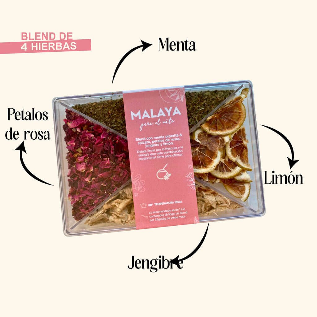 Pack Blend Malaya (Menta, Limón, Jengibre y Pétalos de Rosa)