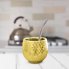 Mate metálico dorado martillado