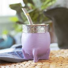 Mate forrado en cuero lila